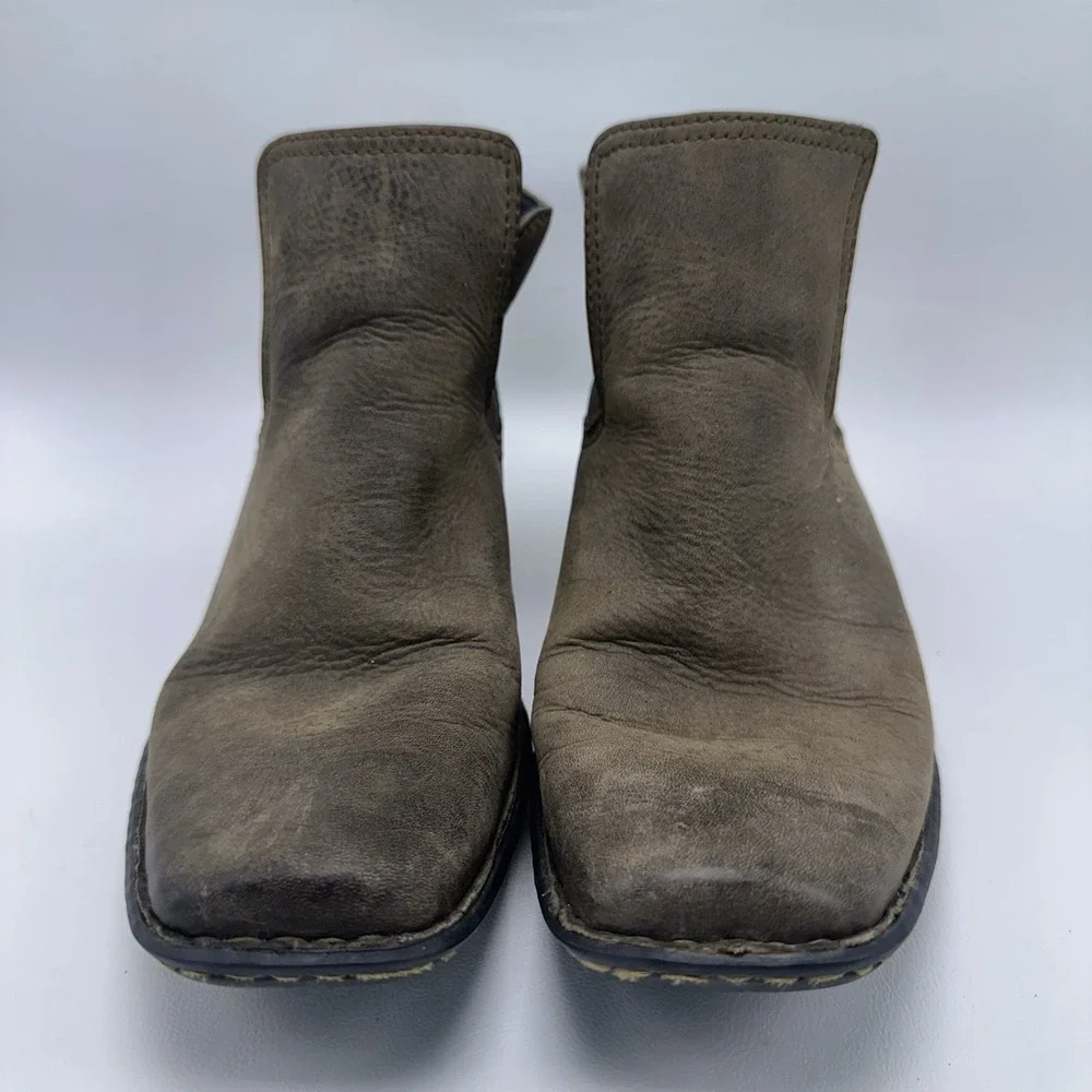 Born Rachelle Brown‎ Leather Western Ankle Booties Women's Size 8 W21354 Square